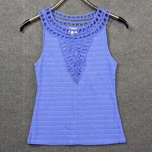 9-H15 by Anthropologie Top Women XS Crochet Sleeveless Blouse Tank Postage Stamp